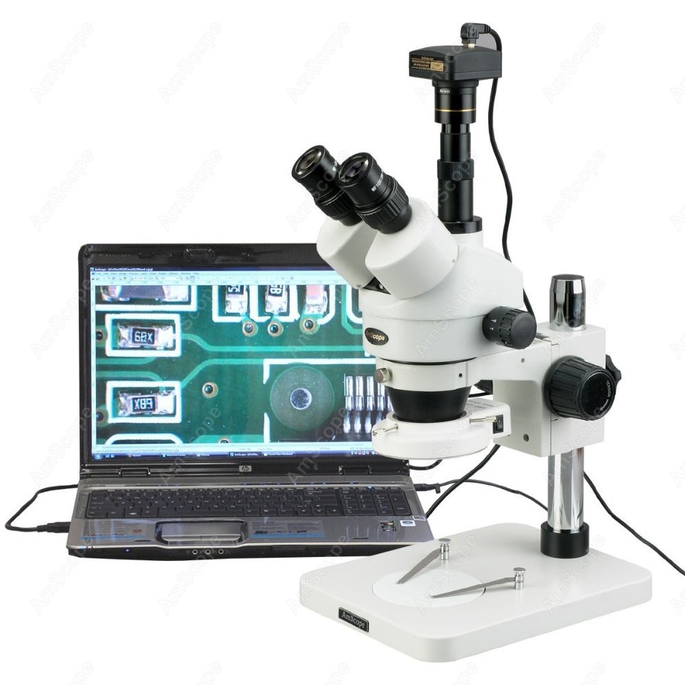 Trinocular Stereo Microscope 7X-45X - Mikroskop stereoskopowy trinokularny AmScope z zoomem