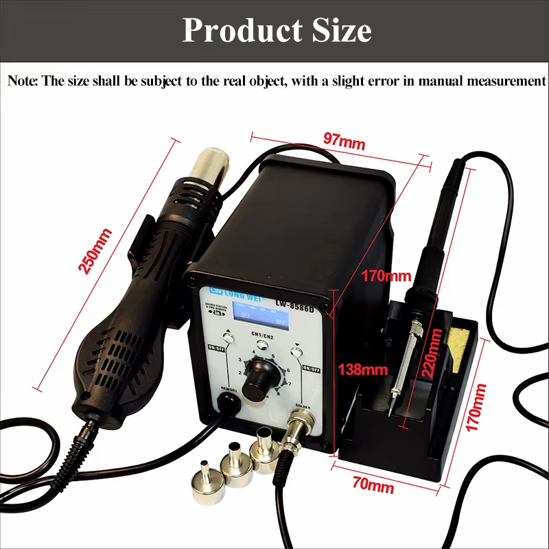 LW-8586D 2 w 1 750W Opalarka 4 – 2 In 1 Soldering Rework Station 750W recenzja i cena